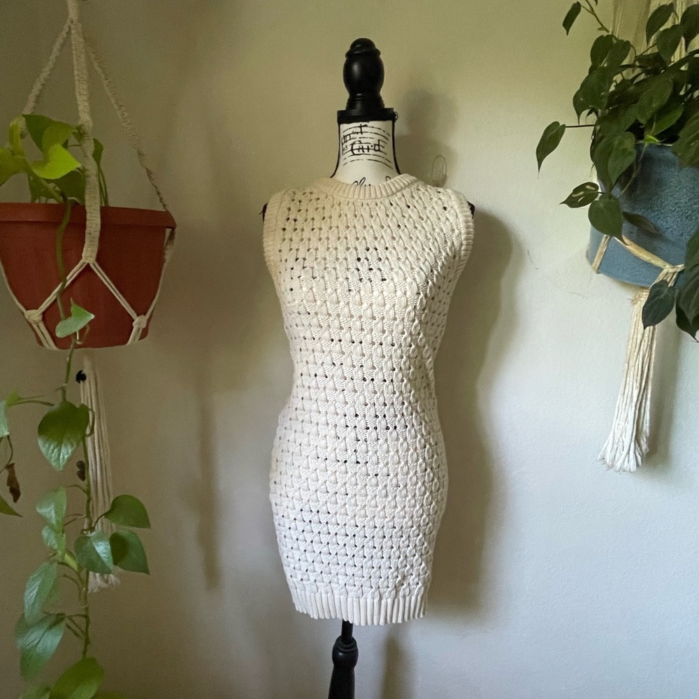 Chunky Knit Crochet Mini Dress by Zara, size S